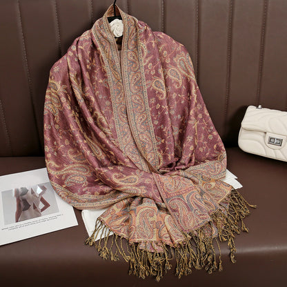 Luxury Autumn Cashmere Pashmina Shawl – Warm Winter Scarves for Women, Printed Cotton Foulard Stole Scarf 2023