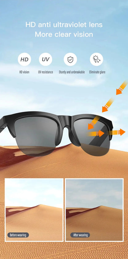 Smart Bluetooth V5.3 Sunglasses – HIFI Audio Glasses with Call Function, UV Protection, Anti-Touch Tech for Outdoor Sports Men & Women