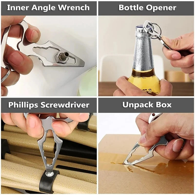 EDC Multi-Tool Keychain - Compact Survival Tool with Bottle Opener & Wrench