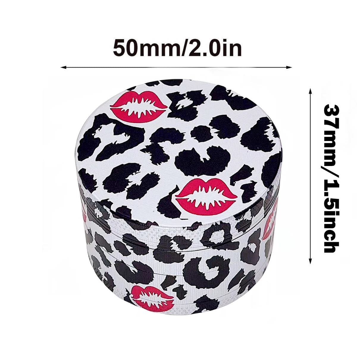 Metal Herb Grinder - Leopard Print Spice Crusher & Tobacco Grinder with Grinding Teeth
