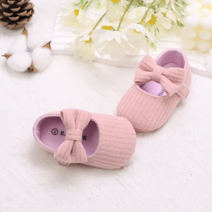 Adorable Bowknot Mary Jane Baby Girl Shoes — Lightweight Non-Slip Soft Sole for Indoor & Outdoor Walking