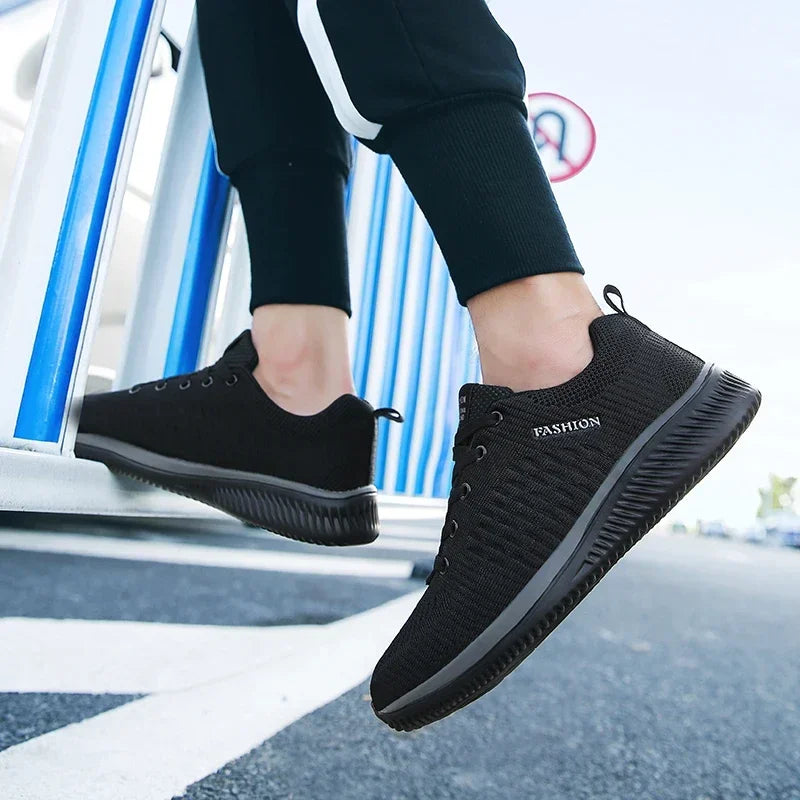 MAEDEF Athletic Shoes for Men – Black Knit Sneakers, Breathable Casual Running, Walking & Gym Shoes for Men & Women