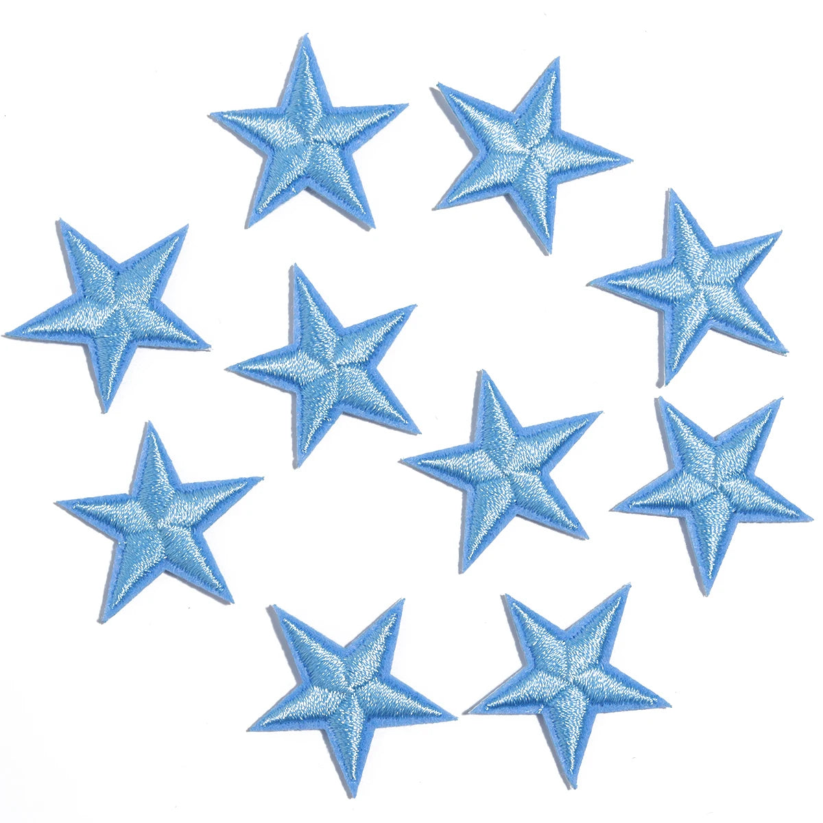 10pcs Mini Star Iron-On Embroidery Patches – Small Pentagram Appliques for DIY Clothing, Black White Gold Fashion Decoration