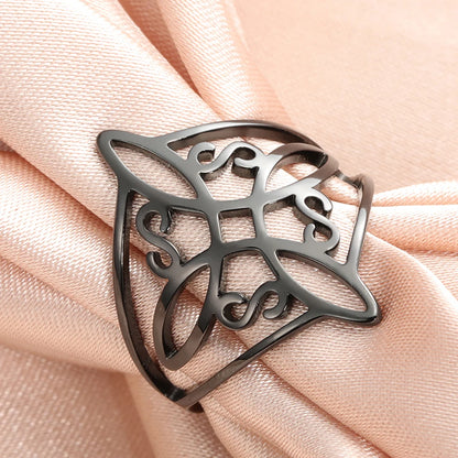 Witch Knot Stainless Steel Ring – Wiccan Celtic Knot Amulet, Good Luck & Protection Jewelry for Men & Women
