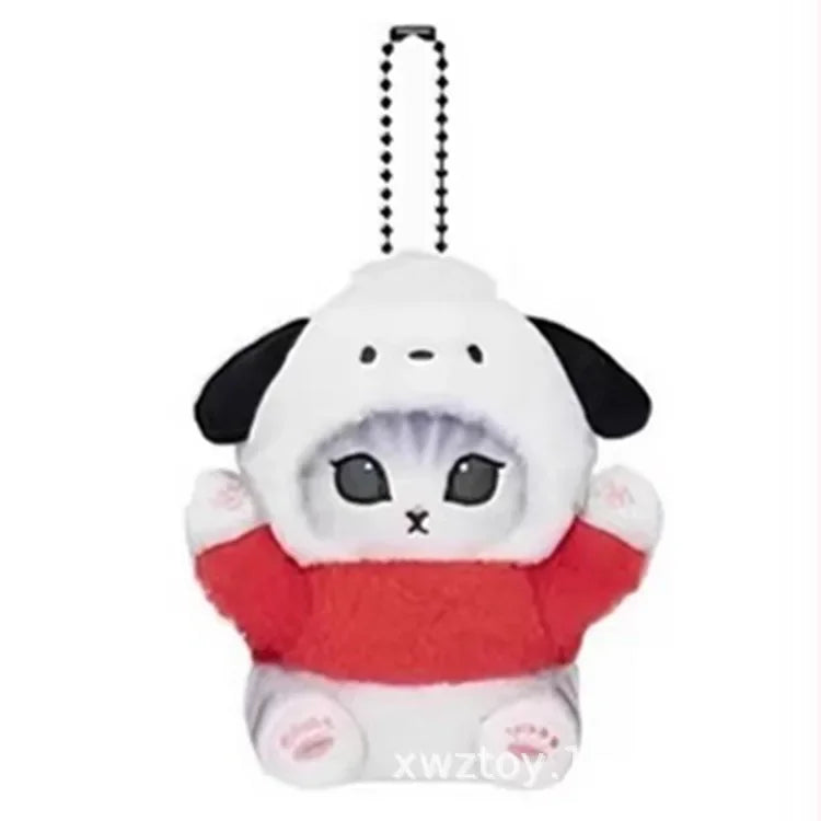 Hot Kawaii Plush Keychain Pendant — Mofusand Shark Cat & Cross-Dressing Hello Kitty/Kuromi Backpack Charm