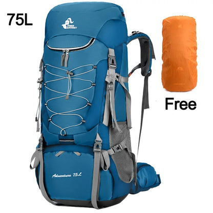 75L Camping & Hiking Backpack with Rain Cover - Outdoor Travel, Trekking & Climbing Rucksack for Men