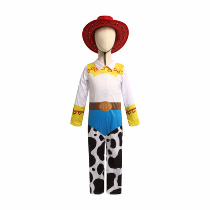Jessie Cowgirl Cosplay Jumpsuit - Full Costume Set with Hat for Halloween & Party Role Play