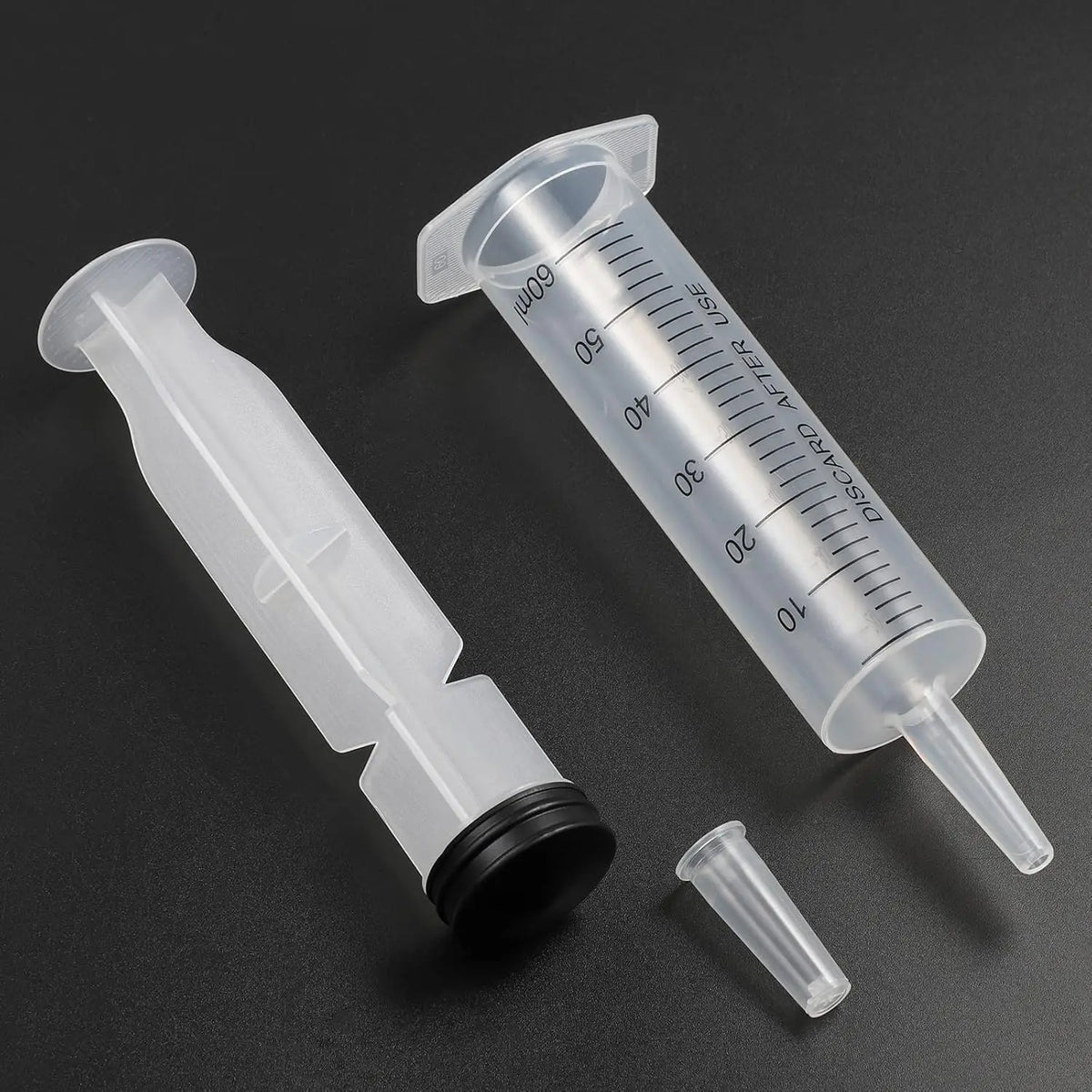 60ml Plastic Measuring Syringe - Pet Feeding, Liquid Dispensing, Laboratory, and Plant Watering Tool with Lid