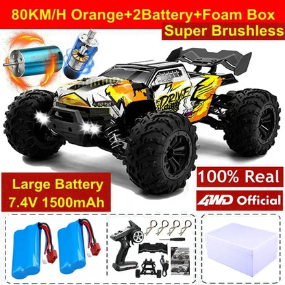 4WD Remote Control Car – Off-Road 4x4 RC High-Speed Buggy Truck, Brushless 50/80KM/H Drift Racing Toy for Kids & Adults