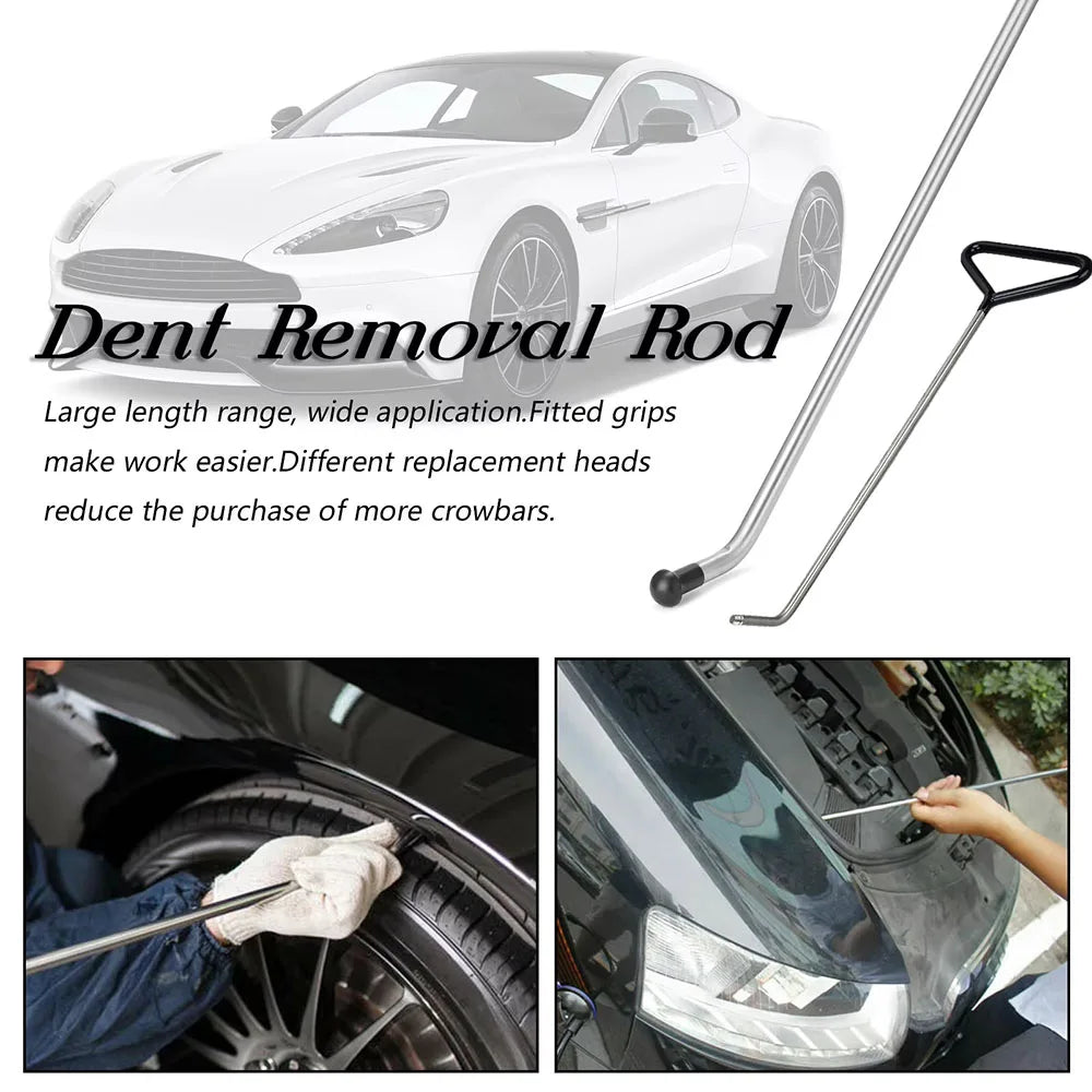 Car Dent Repair Hooks & Push Rod Set – Taper Head PDR Tool Kit for Body Dents & Hail Damage Removal
