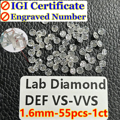 0.1–5CT Super White Lab-Grown Diamond Loose — IGI/GIA Certified, HPHT & CVD, DEFG VVS-SI, Diamond Tester Approved for Wedding Jewelry