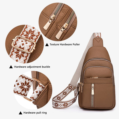 Fashionable Women’s Chest Bag – High-Quality PU Leather Waterproof Crossbody Messenger Bag for Travel & Cycling