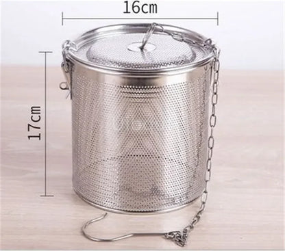 304 Stainless Steel Round Hole Seasoning Bag — Spice, Gravy & Soup Strainer Basket for Brine, Hot Pot, and Slag Separation