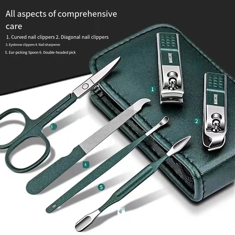 6-Piece Nail Scissors & Clippers Set – Portable High-End Manicure Beauty Tools for Men & Women
