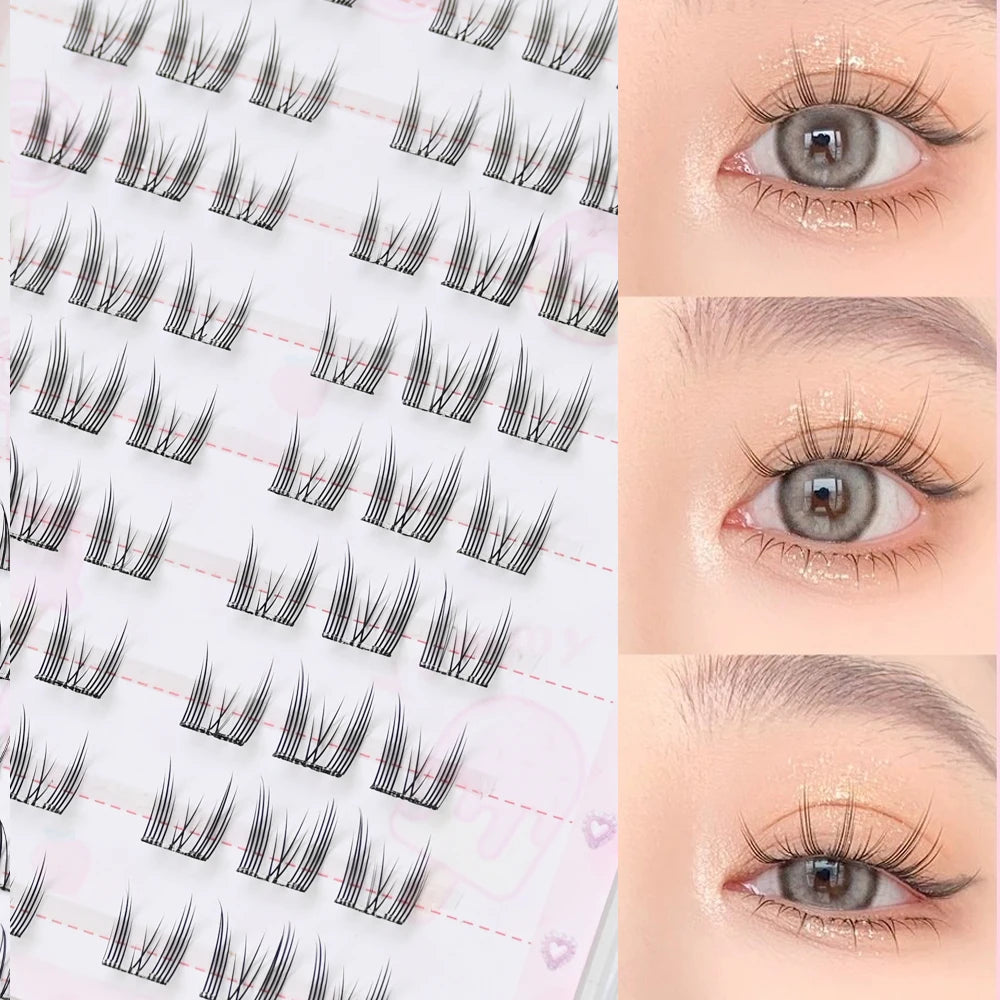Large Capacity Girls’ Glue-Free False Eyelashes – Natural Wispy Reusable Bottom & Top Lashes, Easy Apply