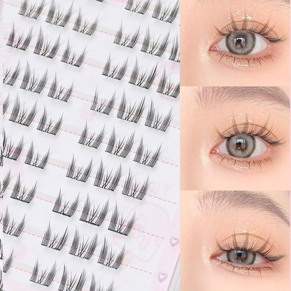 Large Capacity Girls’ Glue-Free False Eyelashes – Natural Wispy Reusable Bottom & Top Lashes, Easy Apply
