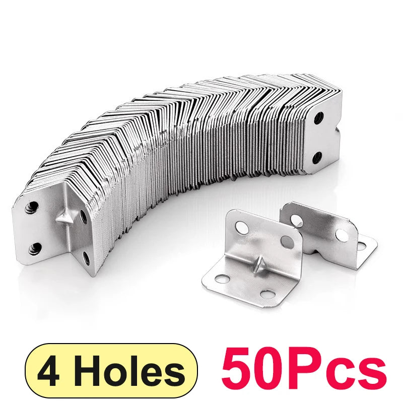 # 90 Degree Stainless Steel Corner Brackets - L-Shaped Braces for Wood Cabinets, Furniture & Shelves