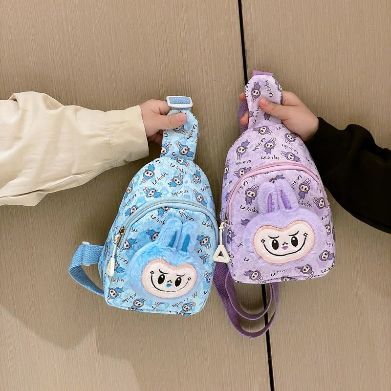 Kids Cartoon Plush Backpack – Cute Animal Crossbody Chest Bag, Lightweight & Spacious for School, Travel, Daily Use