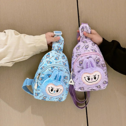 Kids Cartoon Plush Backpack – Cute Animal Crossbody Chest Bag, Lightweight & Spacious for School, Travel, Daily Use