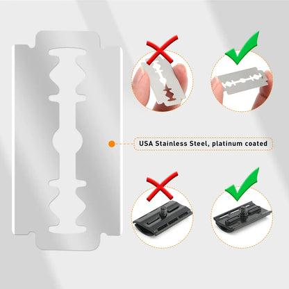 Double Edge Safety Razor for Men – Reusable Single Blade Razor with 10 Safety Razor Blades, Travel Essential Shaver