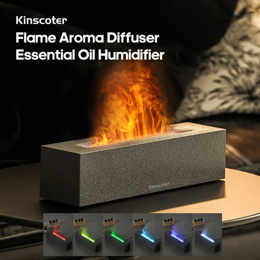 Elevate Your Atmosphere: KINSCOTER Flame Aroma Diffuser - Ultrasonic Cool Mist Maker with LED Flame Lamp - Essential Oil Difusor for Relaxation