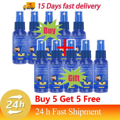 Ginger Hair Growth Serum Spray - Moisturizing Scalp Care and Nourishing Hair Treatment for Men and Women