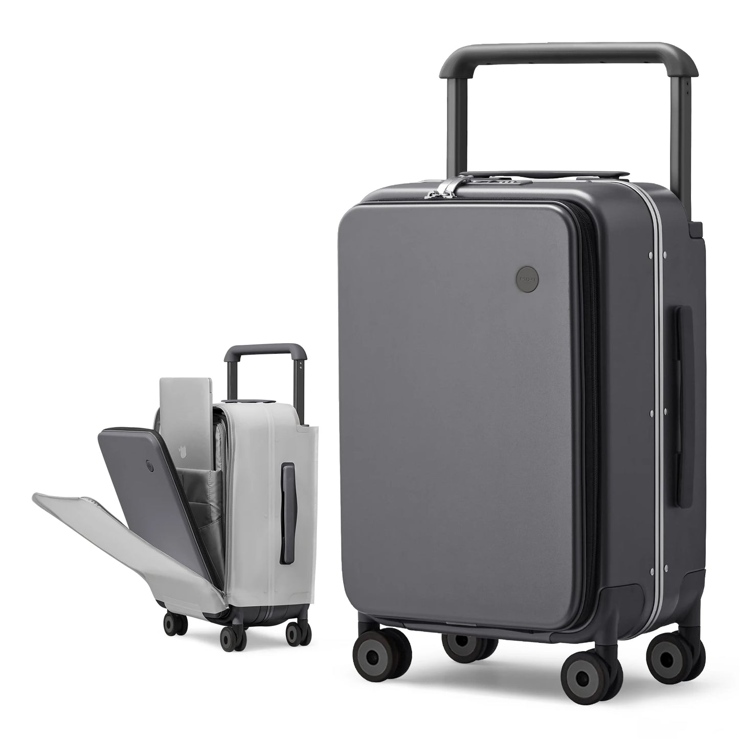 Mixi 20" Wide Handle Carry-On Suitcase – Men & Women Travel Trolley Luggage with PC Aluminum Frame M9275