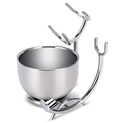 Stainless Steel Shaving Stand and Soap Bowl – Unbreakable, Rust-Resistant for Smooth Wet Shaving