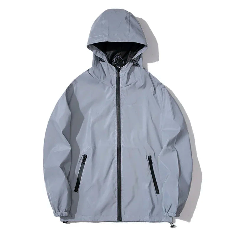 New Men’s Reflective Jacket - Solid Color Polyester Night Reflective Student and Dance Trend Jacket