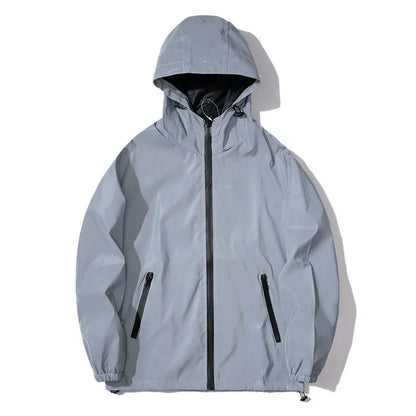 New Men’s Reflective Jacket - Solid Color Polyester Night Reflective Student and Dance Trend Jacket