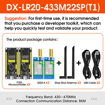 LLCC68 LoRa Wireless Module - DX-LR20 22dBm Long-Range SMD RF Module for 433/475/868/915MHz Frequencies