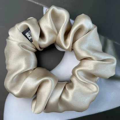 100% Mulberry Silk Hair Scrunchies – 19 Momme Elastic Hair Ties for Women & Girls, Large Soft Ponytail Holders Luxury Hair Accessories