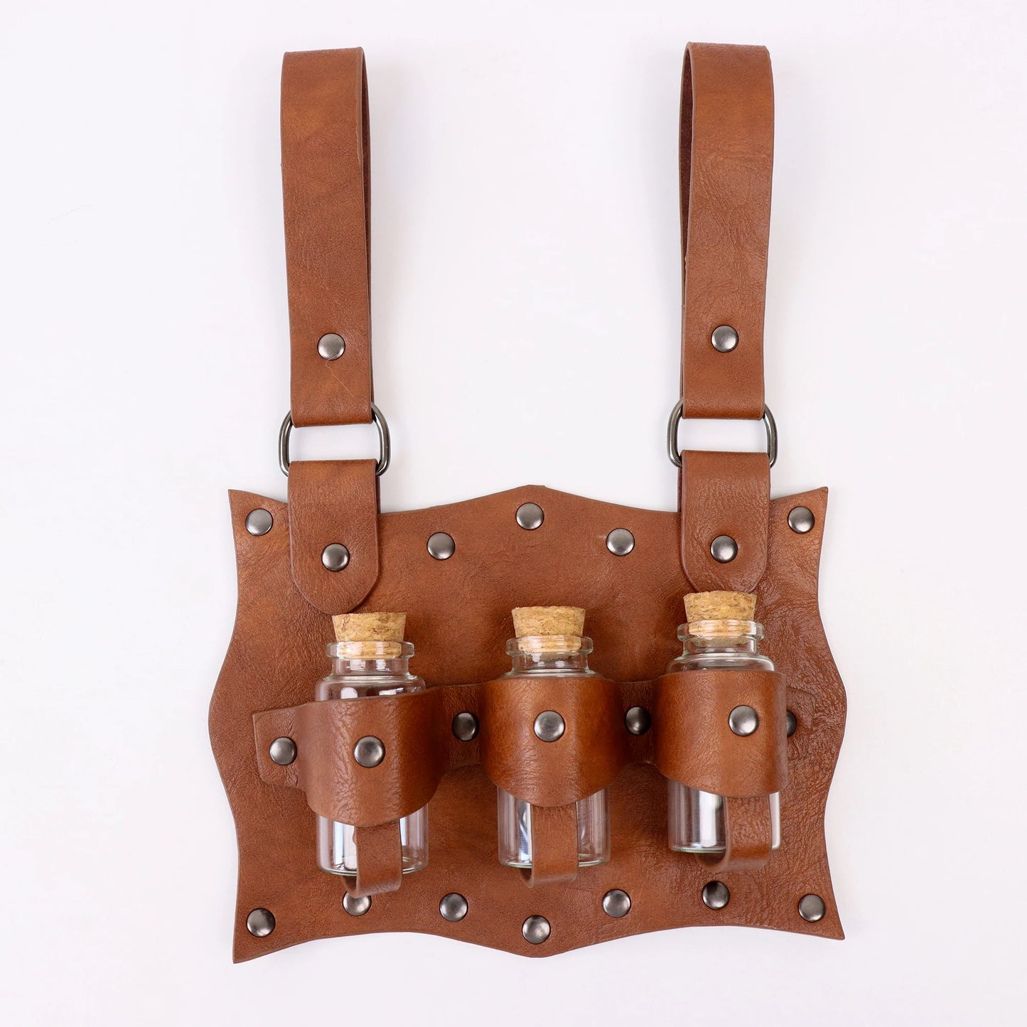 Renaissance Costume Belt Set – Leather Pouch with 3 Potion Bottles, Medieval Festival & Halloween Waist Accessories