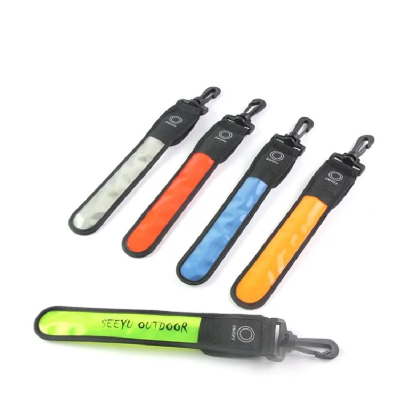 LED Glowing Reflective Backpack Light & Night Running Safety Wristband - Outdoor Sport Armband