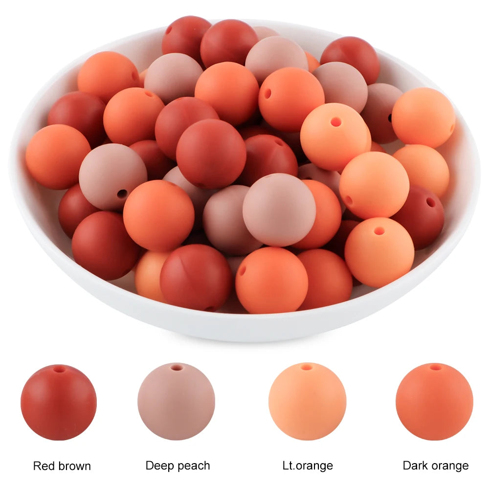 50Pcs Silicone Spacer Beads - 9/12/15mm Round Loose Beads for DIY Necklace Bracelet Jewelry Making