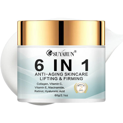 SUYARUN 6-in-1 Anti-Aging Cream - Hydrating, Firming and Brightening Facial Moisturizer for All Skin Types