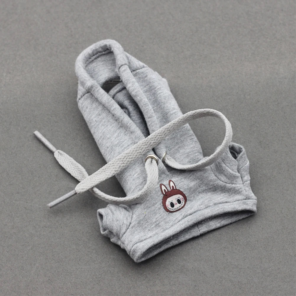 Ropa Labubu Clothes Set for 15/17cm V1/V2 Plush Dolls – Hooded Sweatshirt & Pants | Doll Outfit Accessories & Kid Toy Gift