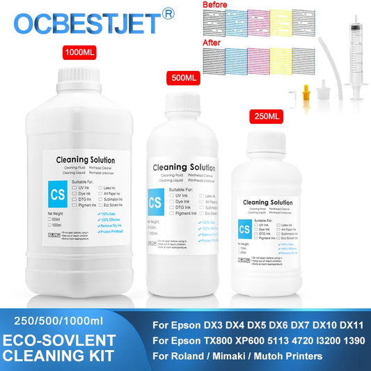 Eco-Solvent Ink Cleaning Solution for Epson Roland Mimaki Mutoh Printheads DX5 DX7 XP600 5113 4720 I3200 Professional Maintenance Fluid