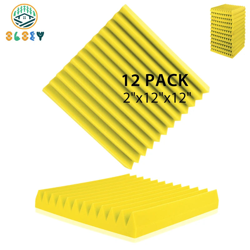 12 Pack Soundproof Foam Panels – Acoustic Sound Absorbing Pads for Studio, KTV, Home & Wall Insulation