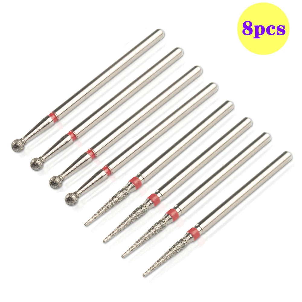 8pcs Diamond Nail Drill Bit Set - Rotary Electric Milling Cutters for Pedicure, Manicure, Cuticle Burr & Nail Tools Accessories