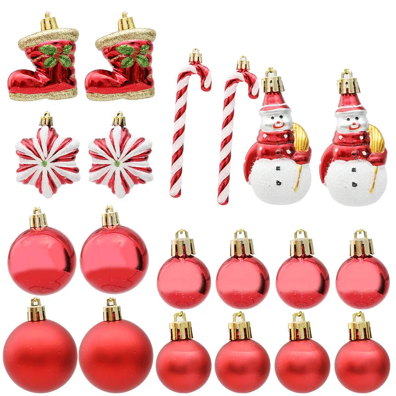 Red Christmas Tree Ball & Candy Cane Ornament Set – Large Hanging Pendants for Holiday Home Decor 2024