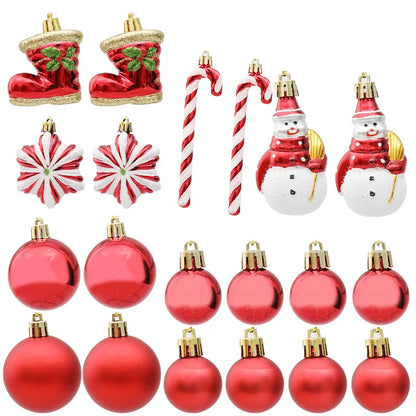 Red Christmas Tree Ball & Candy Cane Ornament Set – Large Hanging Pendants for Holiday Home Decor 2024