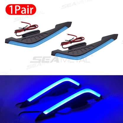 BLALION 2PCS Motorcycle Side Wing LED Lights — 12V Universal Aerodynamic Spoiler Lamps, Decoration & Modification Kit