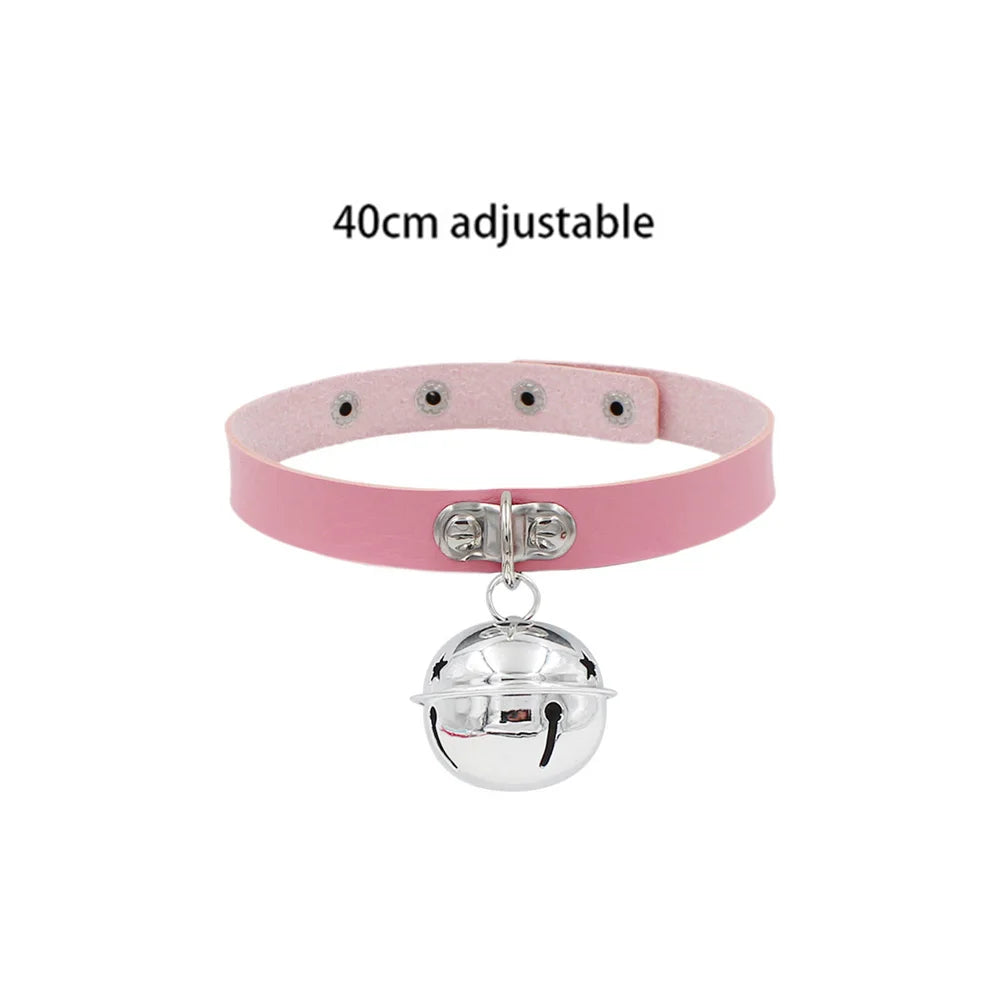 Pink Gothic Collar Necklace – Trendy Rock Leather Heart with Rivets, Harajuku Punk Choker Jewelry for Women, Gift Idea