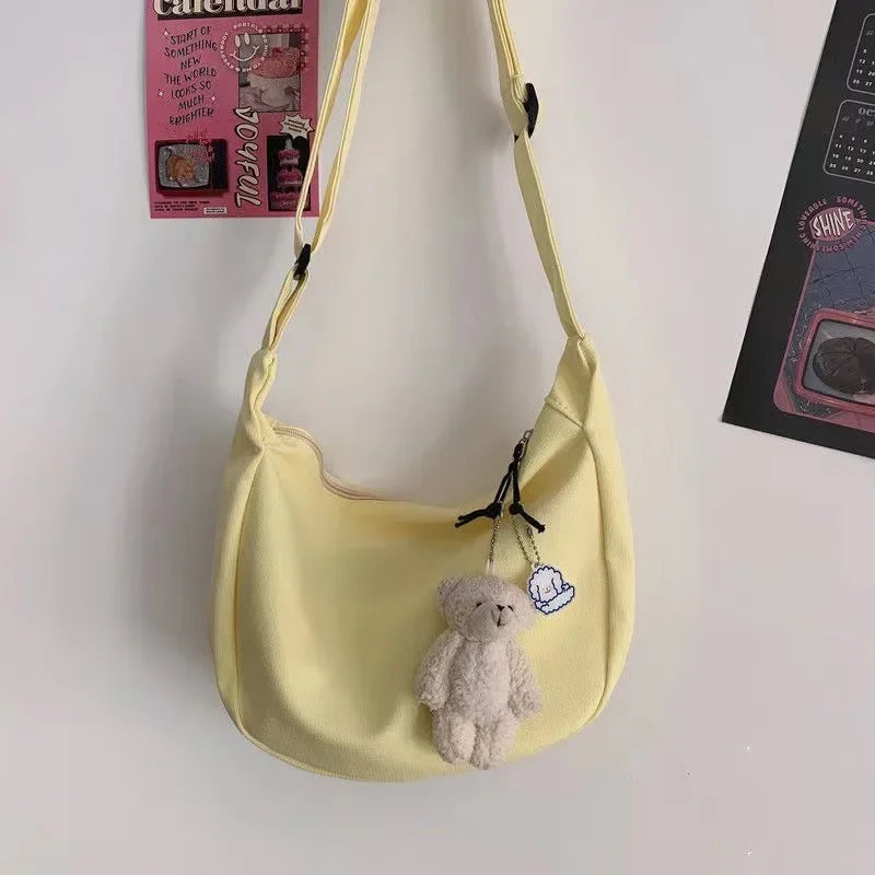 Women’s Solid Harajuku Shoulder Bag – Large Capacity Multifunction Crossbody Handbag for Teens & Everyday Use