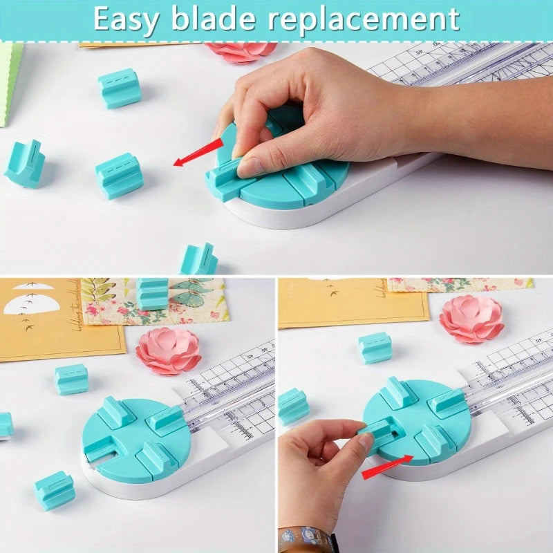 4-in-1 Multi-function Paper Cutter: 360-Degree Rotary Paper Cutter with Creasing Machine - Hand-Cutting Art Tools