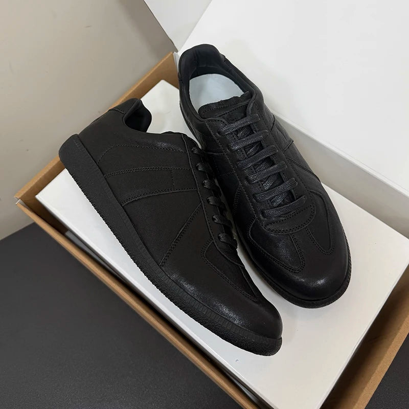 Unisex Patchwork Suede Sneakers - Vintage German Army Trainer Casual Shoes
