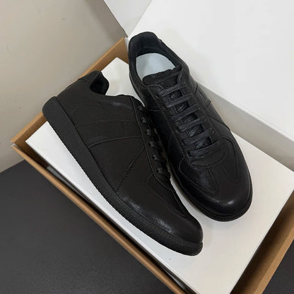 Unisex Patchwork Suede Sneakers - Vintage German Army Trainer Casual Shoes