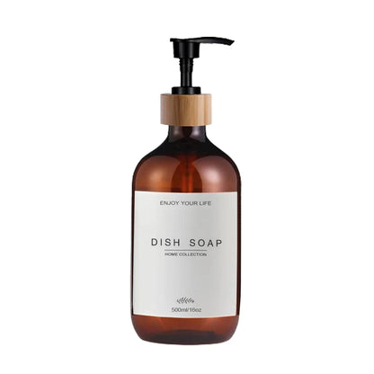Kitchen Sink Soap Dispenser Bottle with Waterproof Labels – Refillable Dish Pump for Countertop