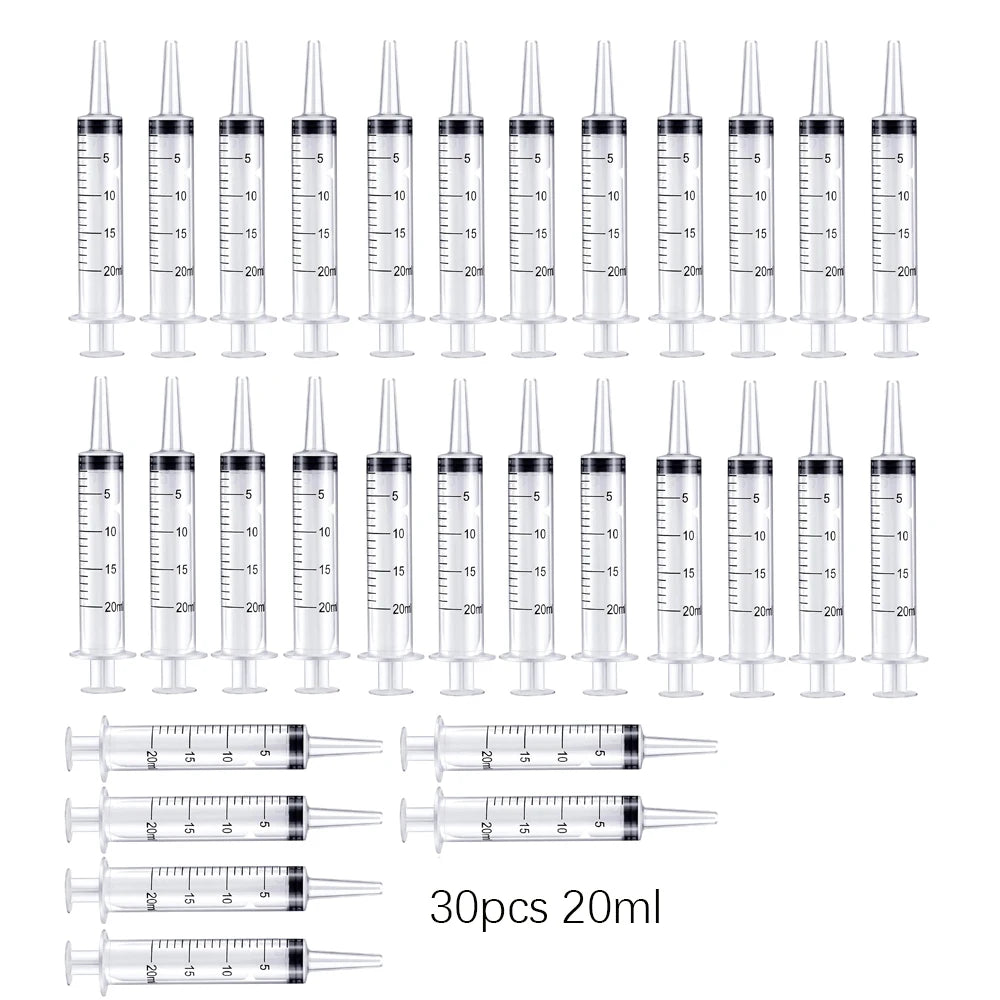 Reusable Plastic Measuring Syringe - 20ml and 60ml Needle-Free Liquid Dispenser for Hydroponics, Oils, Nutrients, and Pet Feeding